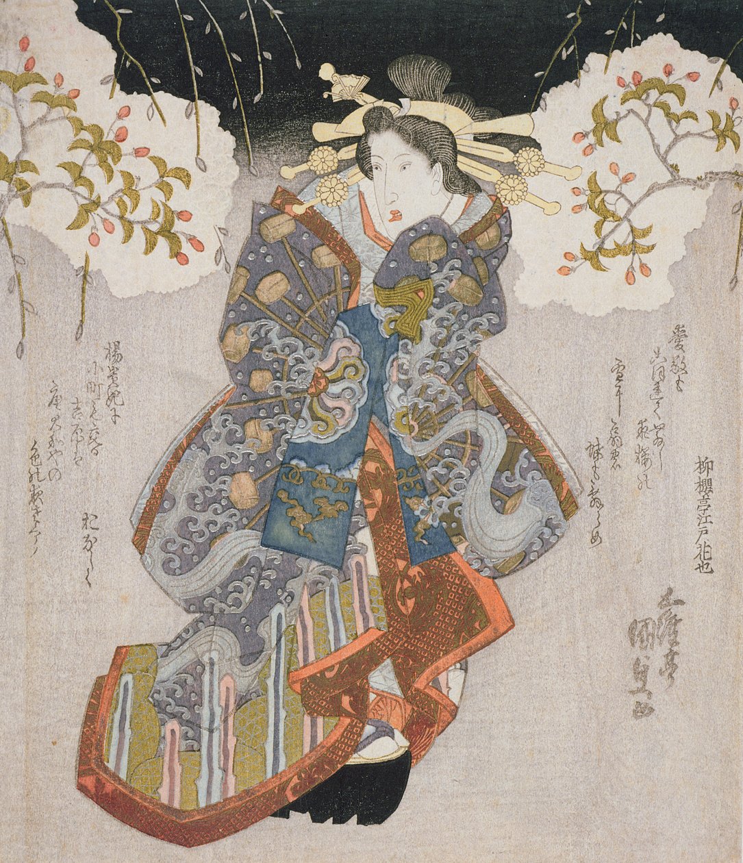 Iwai Kumesaburo II udvarhölgyként, 1830 körül (színes fatömbnyomat) alkotó: Utagawa Kunisada