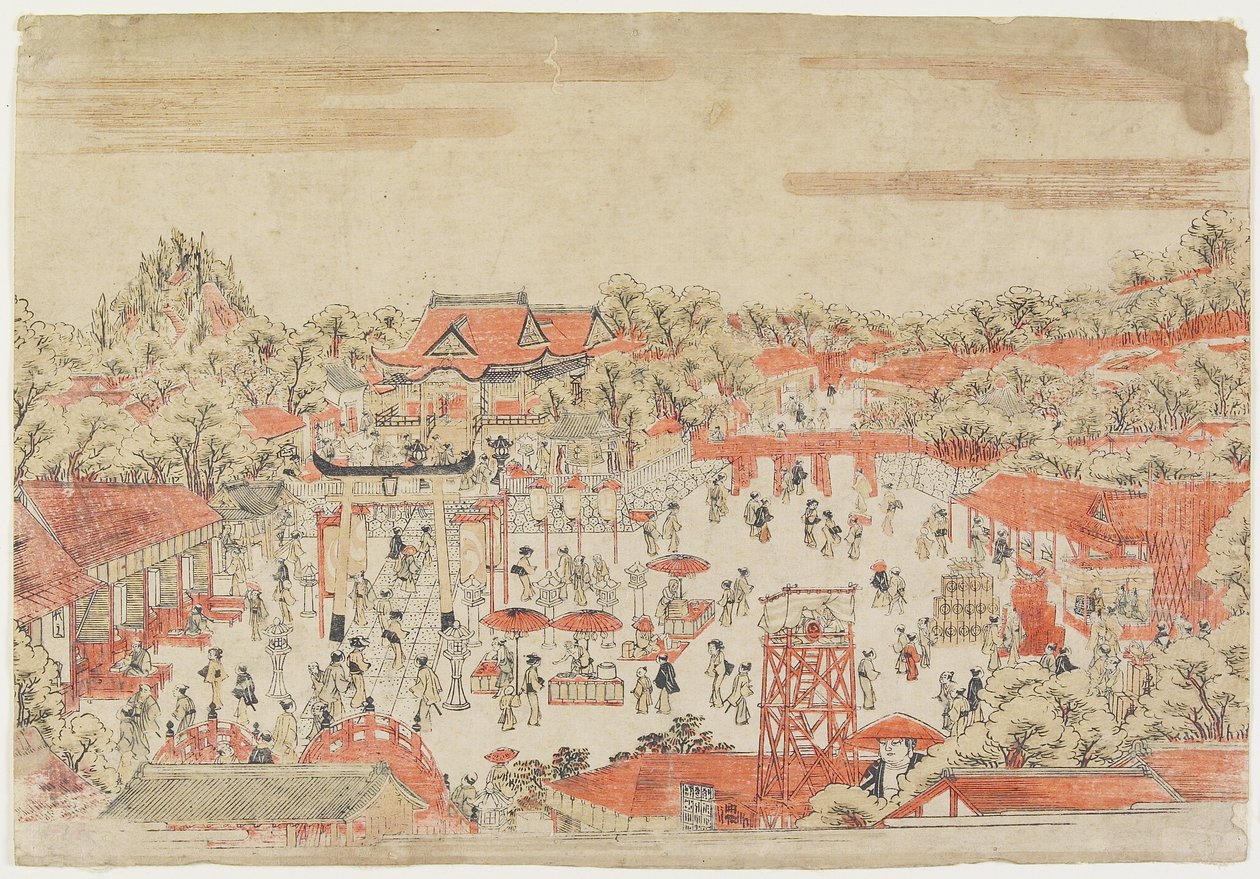 (Scene in a Shrine Ground), c. 1764-1782 alkotó: Utagawa Toyoharu