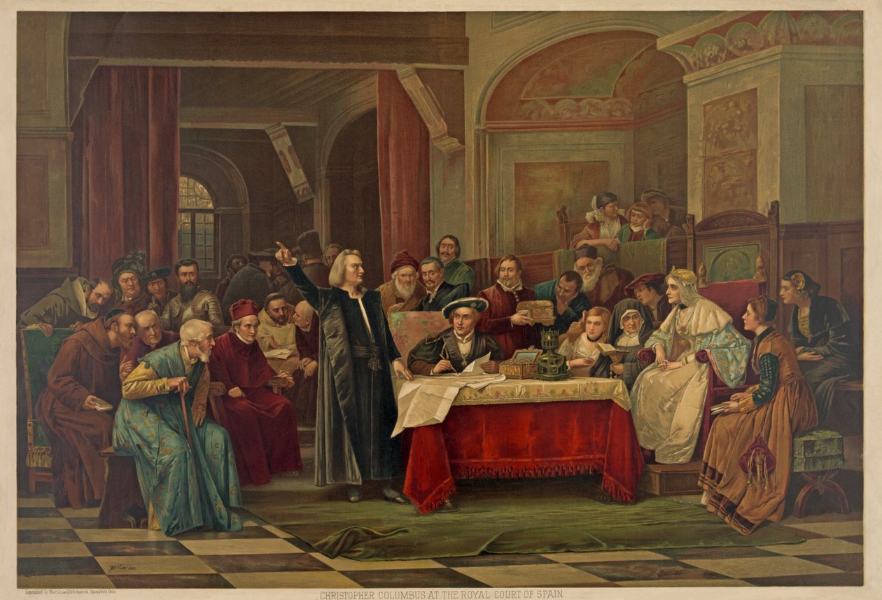 Kolumbusz Kristóf a spanyol királyi udvarban, pub.1884 alkotó: Vaclav Brozik
