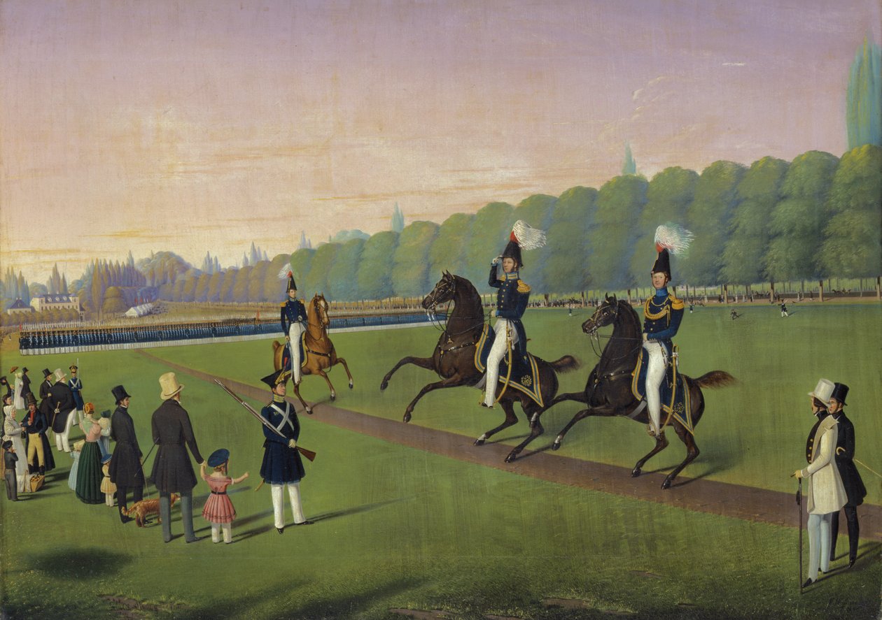 A Hamburgi Burgermilitars felvonulása, 1840 alkotó: Valentin Wassner