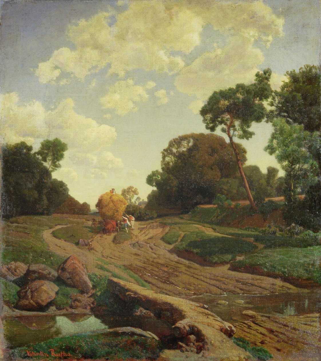 Táj szénakocsival, 1858 körül alkotó: Valentin Ruths
