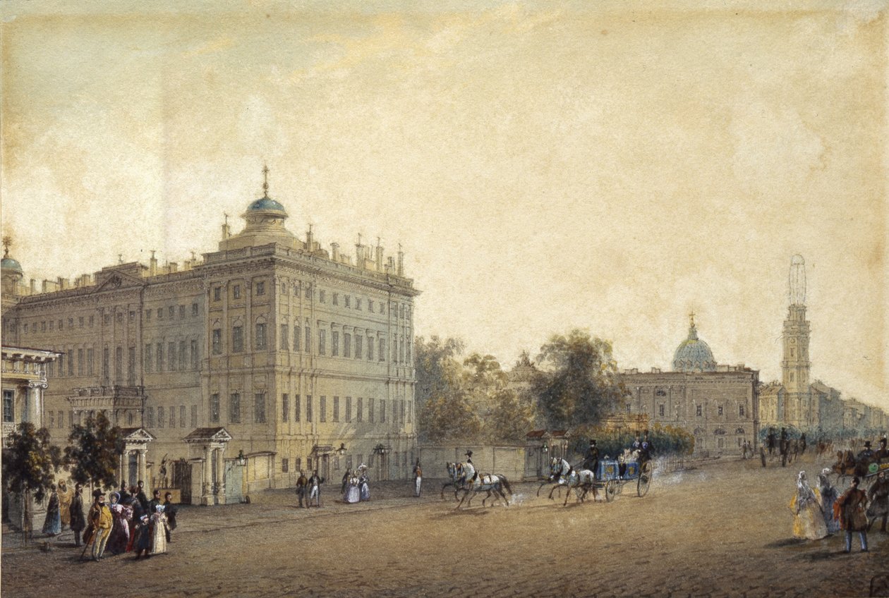 Szentpétervár. Az Anicskov-palota, 1830-as évek alkotó: Vasili Semenovich Sadovnikov
