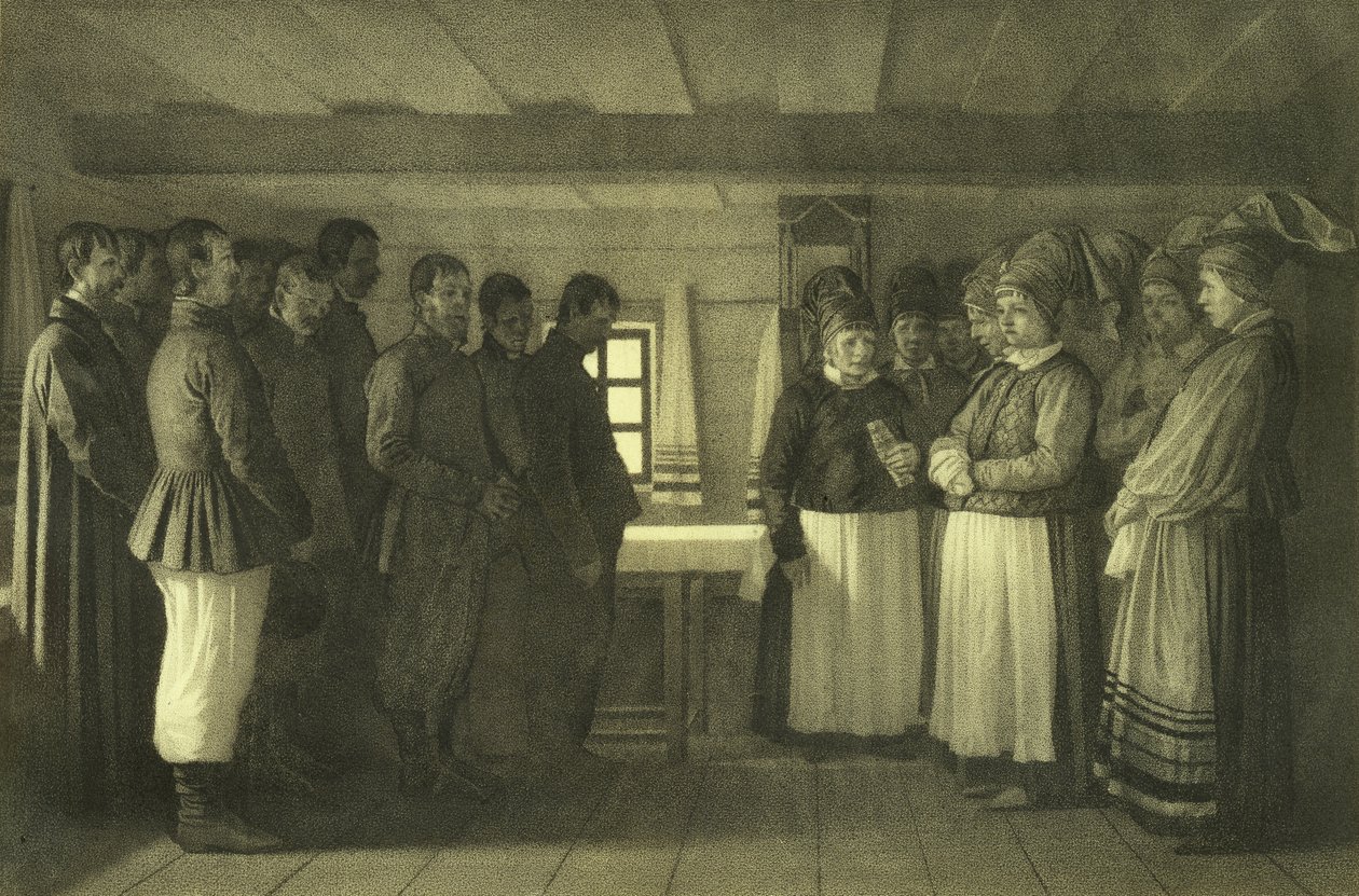 A doukhoborok imádkoznak, 1865 alkotó: Vasili Vasilievich Vereshchagin