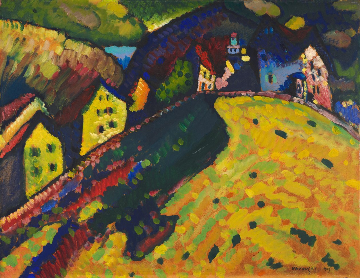Murnaui házak, 1909. alkotó: Wassily Kandinsky