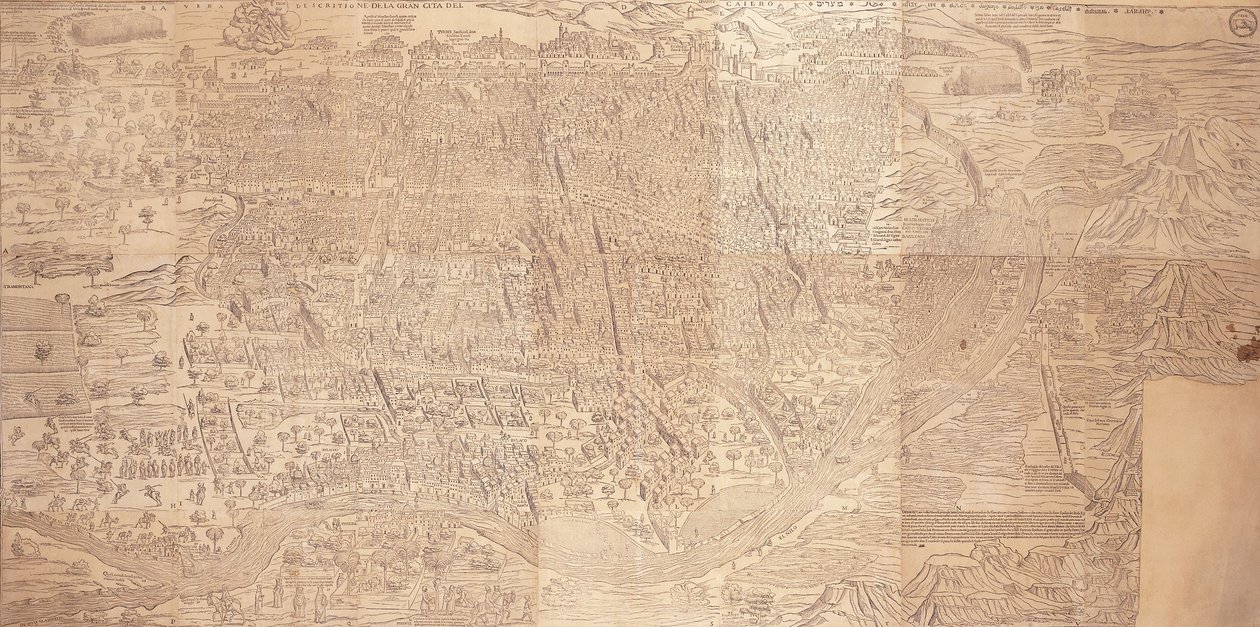 Kairó térképe, madártávlat, 1549 alkotó: Venetian School