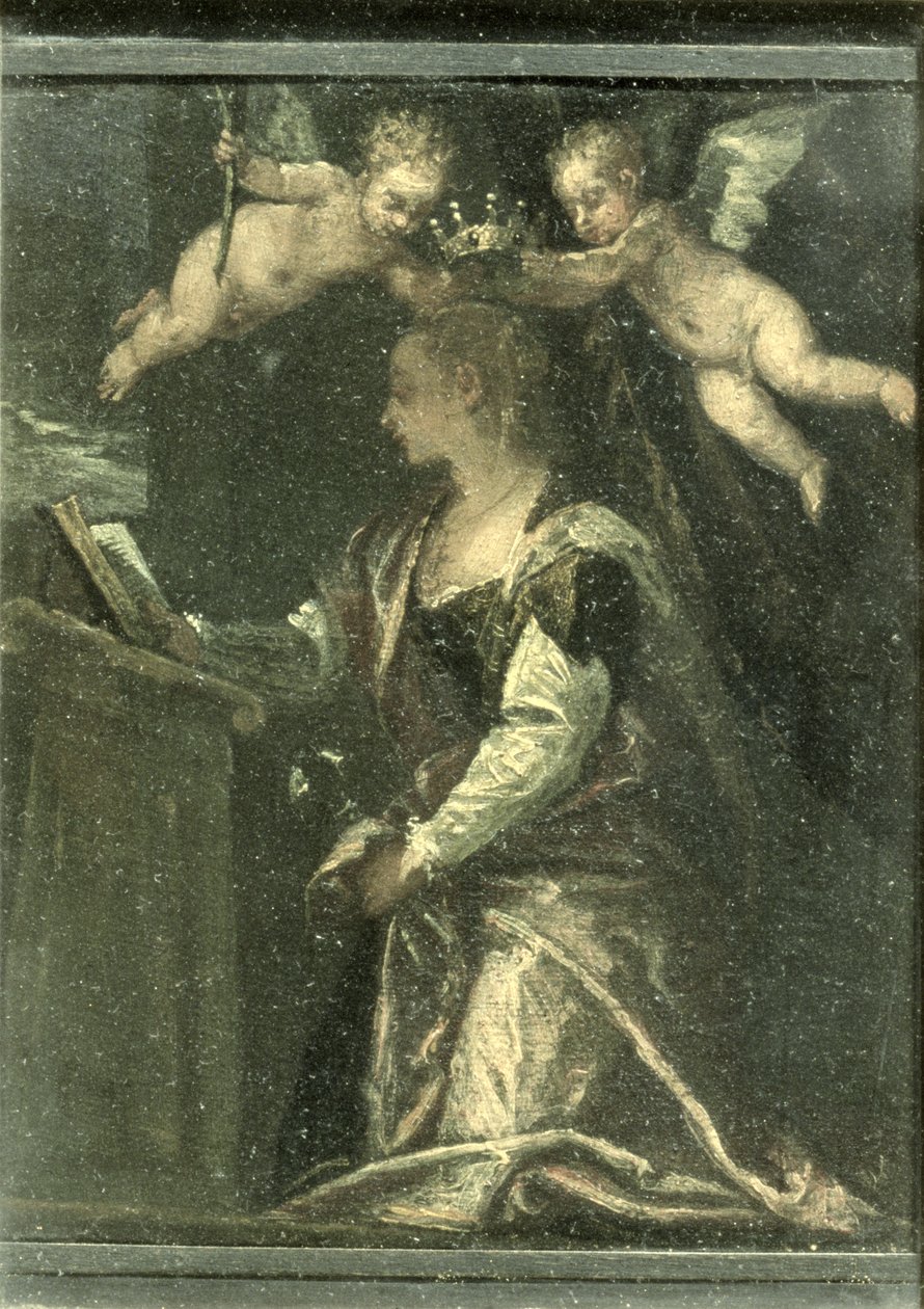Angyalok által megkoronázott Szent Ágota (panel) alkotó: Paolo Veronese