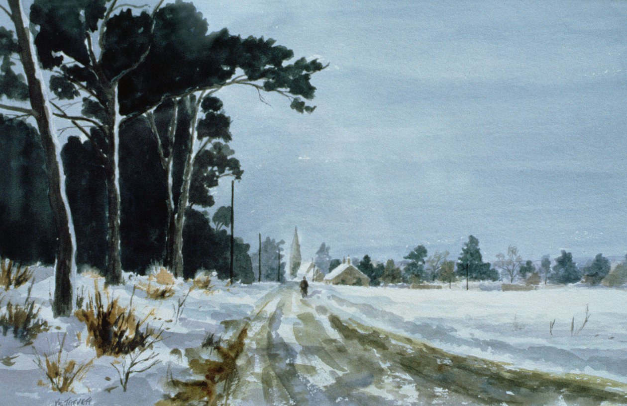 Hermitage Road in the Snow (Higham falu, Rochester közelében) alkotó: Vic Trevett