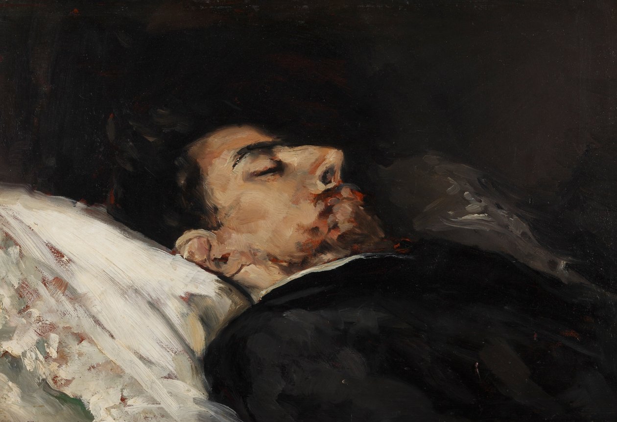 Gustavo Adolfo Bécquer a halálágyán alkotó: Vicente Palmaroli y Gónzalez
