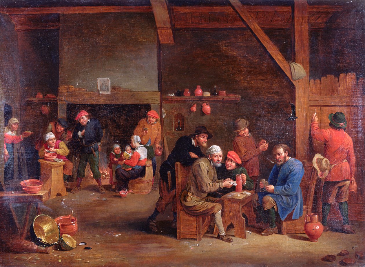 Taverna belső kártyajátékosokkal alkotó: Victor Mahu