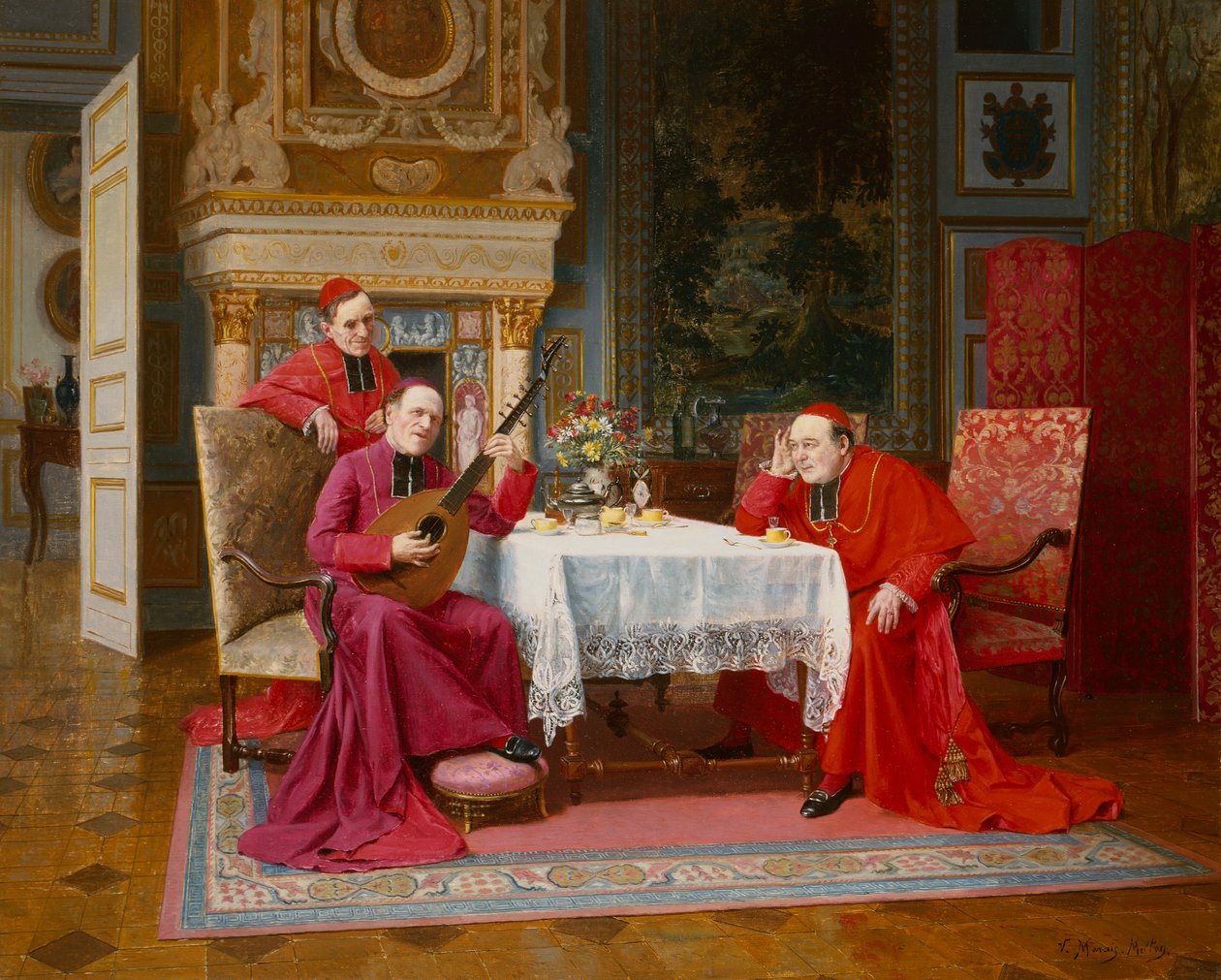 Vacsora utáni szórakozás (olaj, vászon) alkotó: Victor Marais Milton