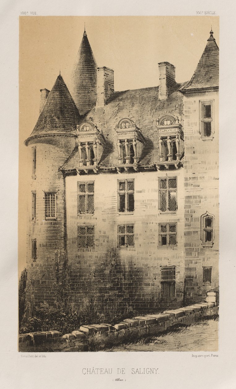 ...Pl.100, Saligny Alliers kastélya, 1860. alkotó: Victor Petit