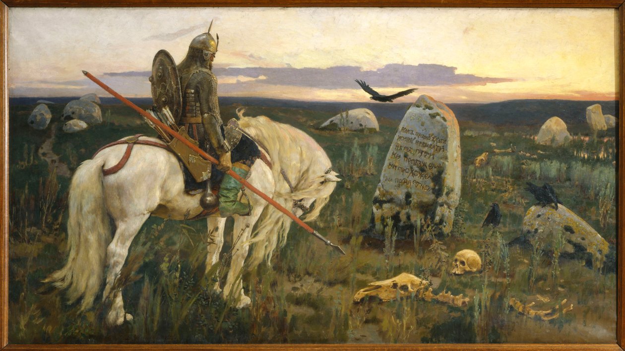 n Angolul: Vityaz at the Crossroadsn Francais: Le Chevalier a la Croisee des Cheminsn alkotó: Viktor Mikhaylovich Vasnetsov