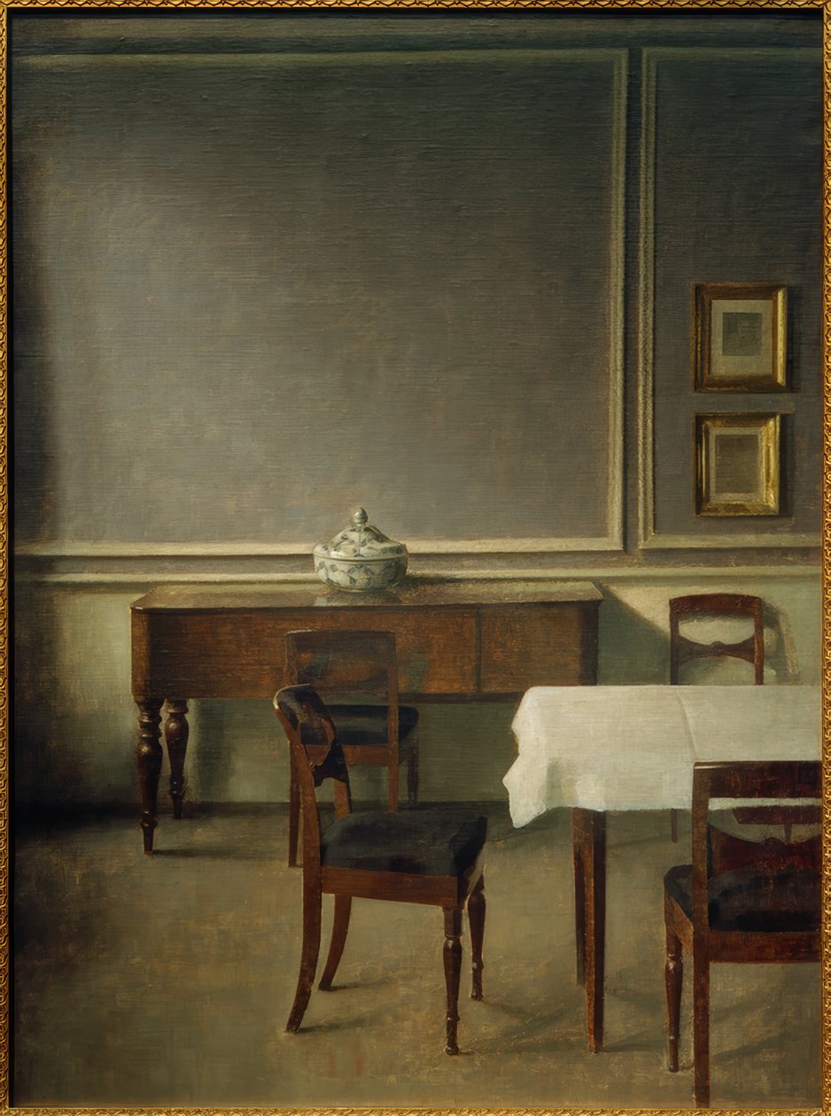 Belső tér porcelán étkészlettel alkotó: Vilhelm Hammershoi