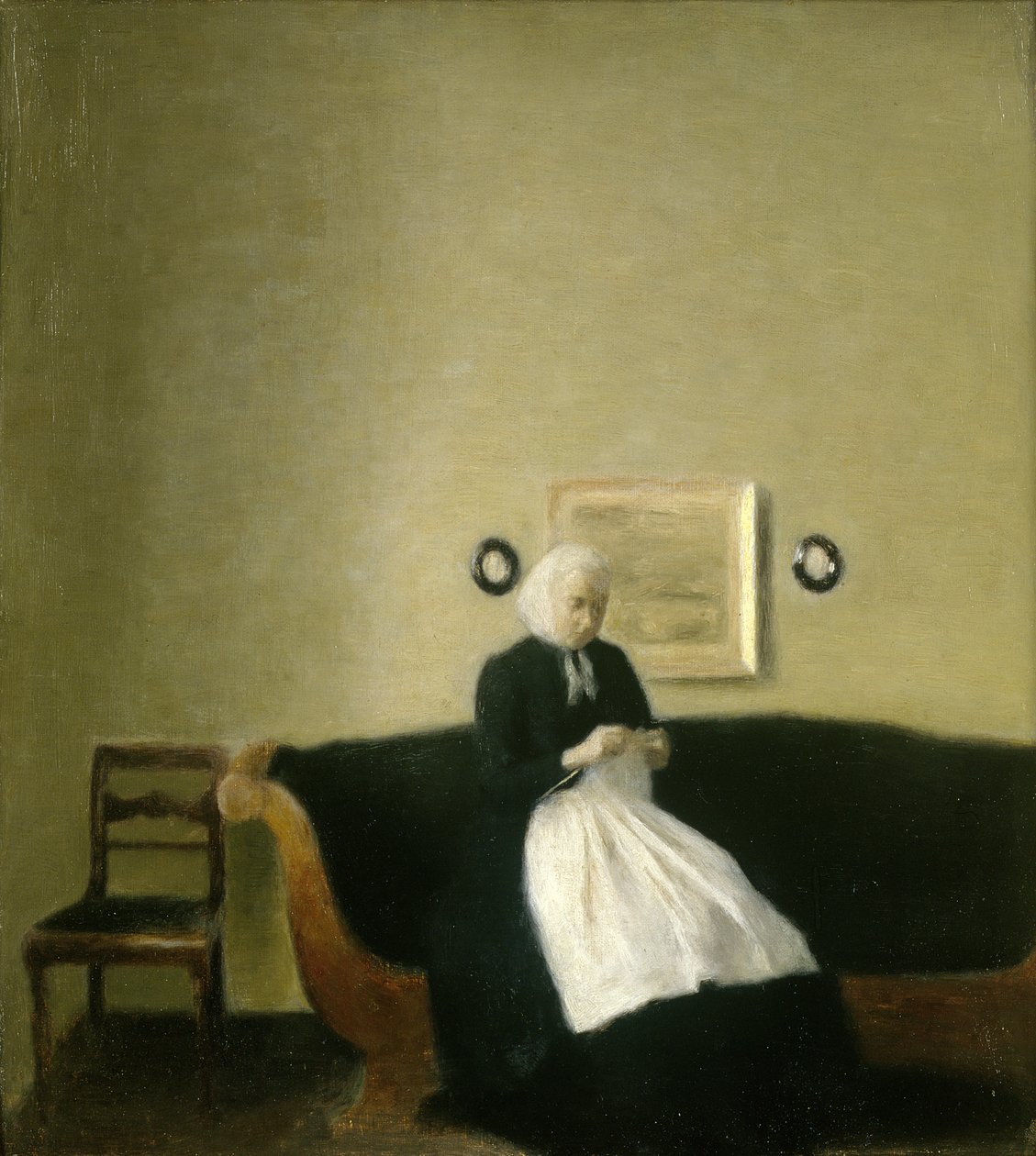 Belső a művész anyjával alkotó: Vilhelm Hammershoi