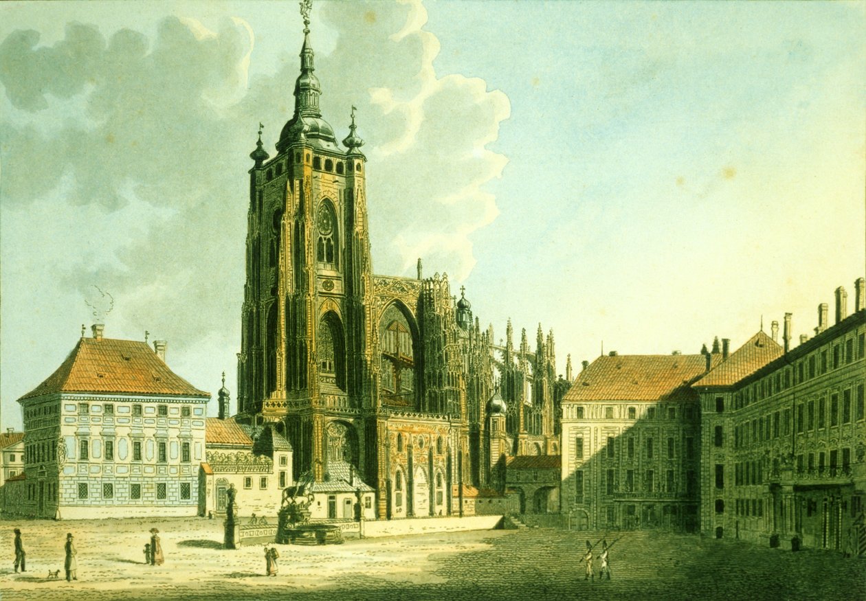 Szent Vitus székesegyház keletről, 1825 (rézkarc akvatintával) alkotó: Vincenc Morstadt