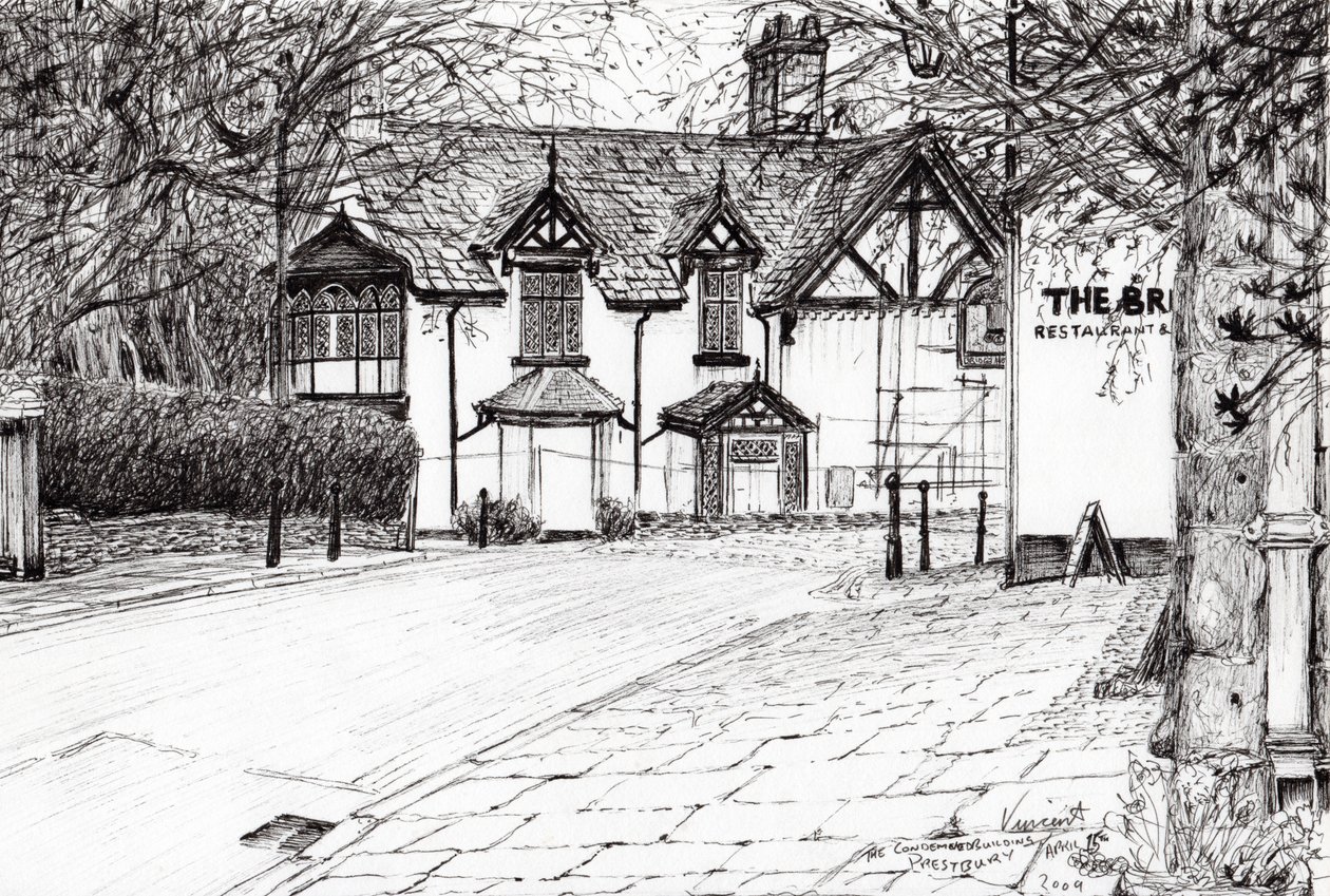 Elítélt épület, Prestbury, 2009, (tinta papíron) alkotó: Vincent Alexander Booth