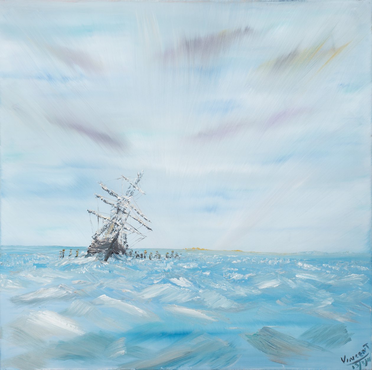 Az Antarktiszi jég csapdájában lévő kitartás, 2014 (Olaj, vászon) alkotó: Vincent Alexander Booth