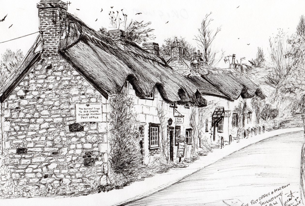 Posta és múzeum Brighstone I.O.W., 2008, (tinta, papír) alkotó: Vincent Alexander Booth