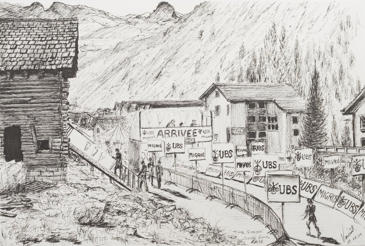 Sierre - Zinal Mountain Race, The Finish, 2009, (Tinta papíron) alkotó: Vincent Alexander Booth