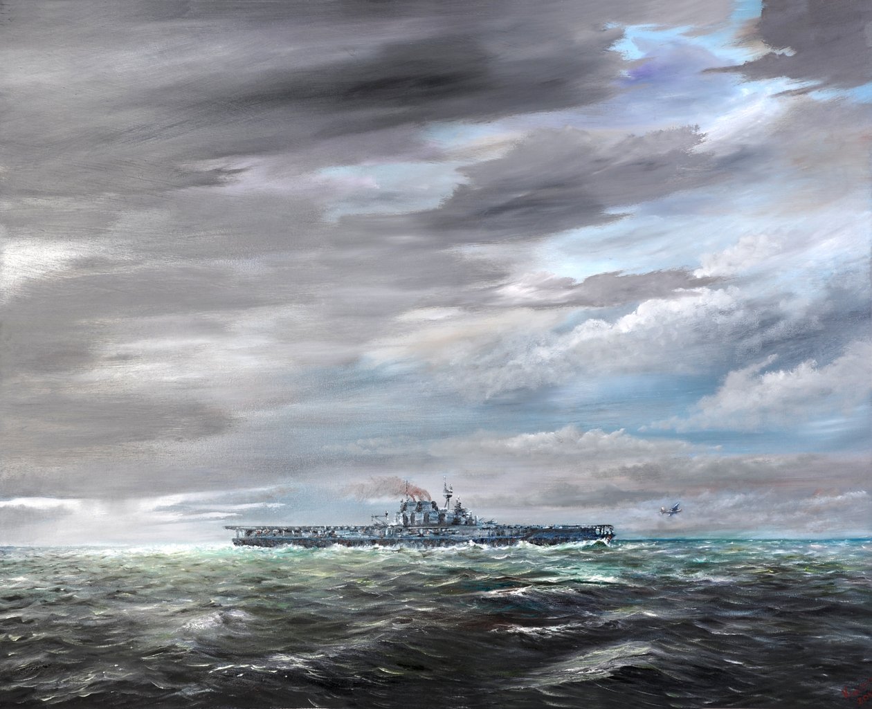 Az utolsó B25-B a USS Hornetről 1942. április 18-án, 2019. alkotó: Vincent Alexander Booth