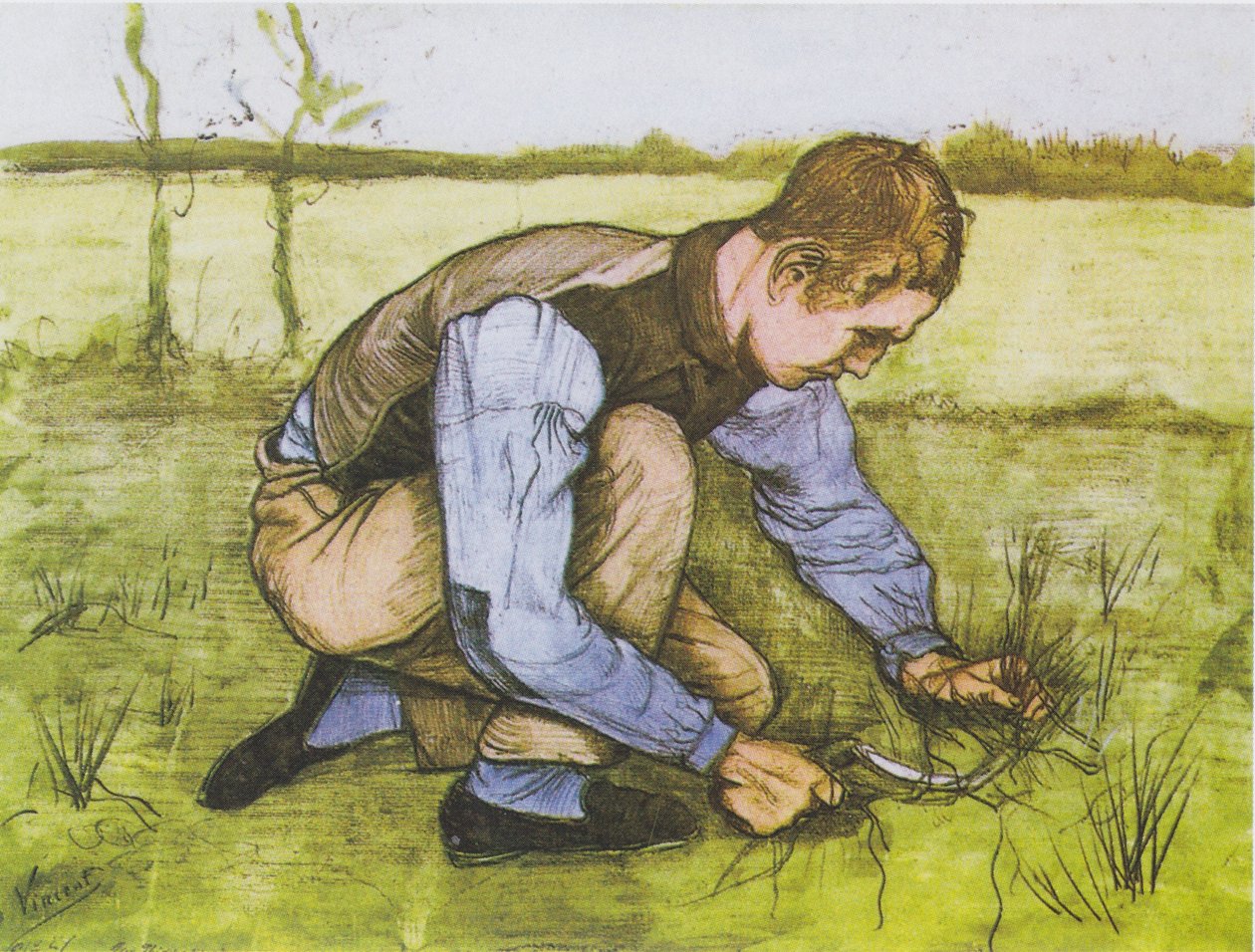 Guggoló fiú sarlóval alkotó: Vincent van Gogh