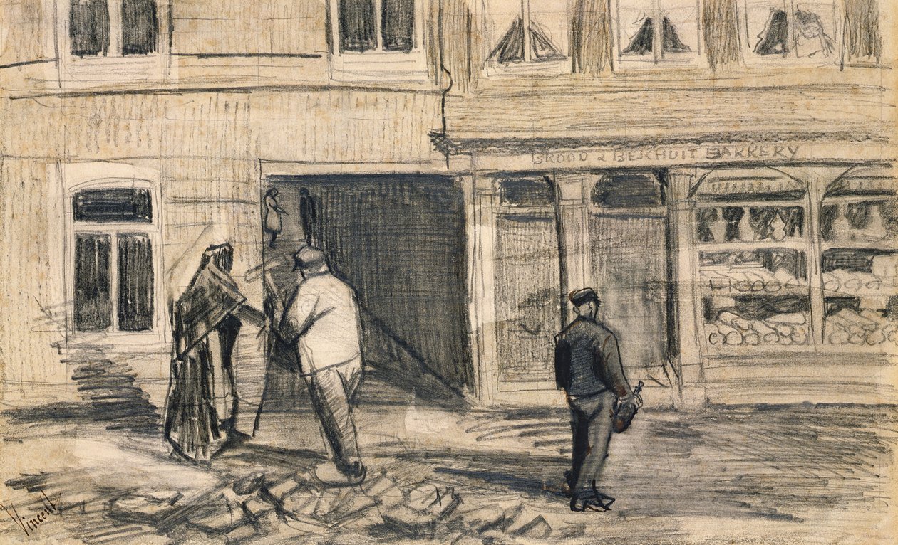 The Bakery in de Geest, 1882 (ceruza és faszén pergamen) alkotó: Vincent van Gogh