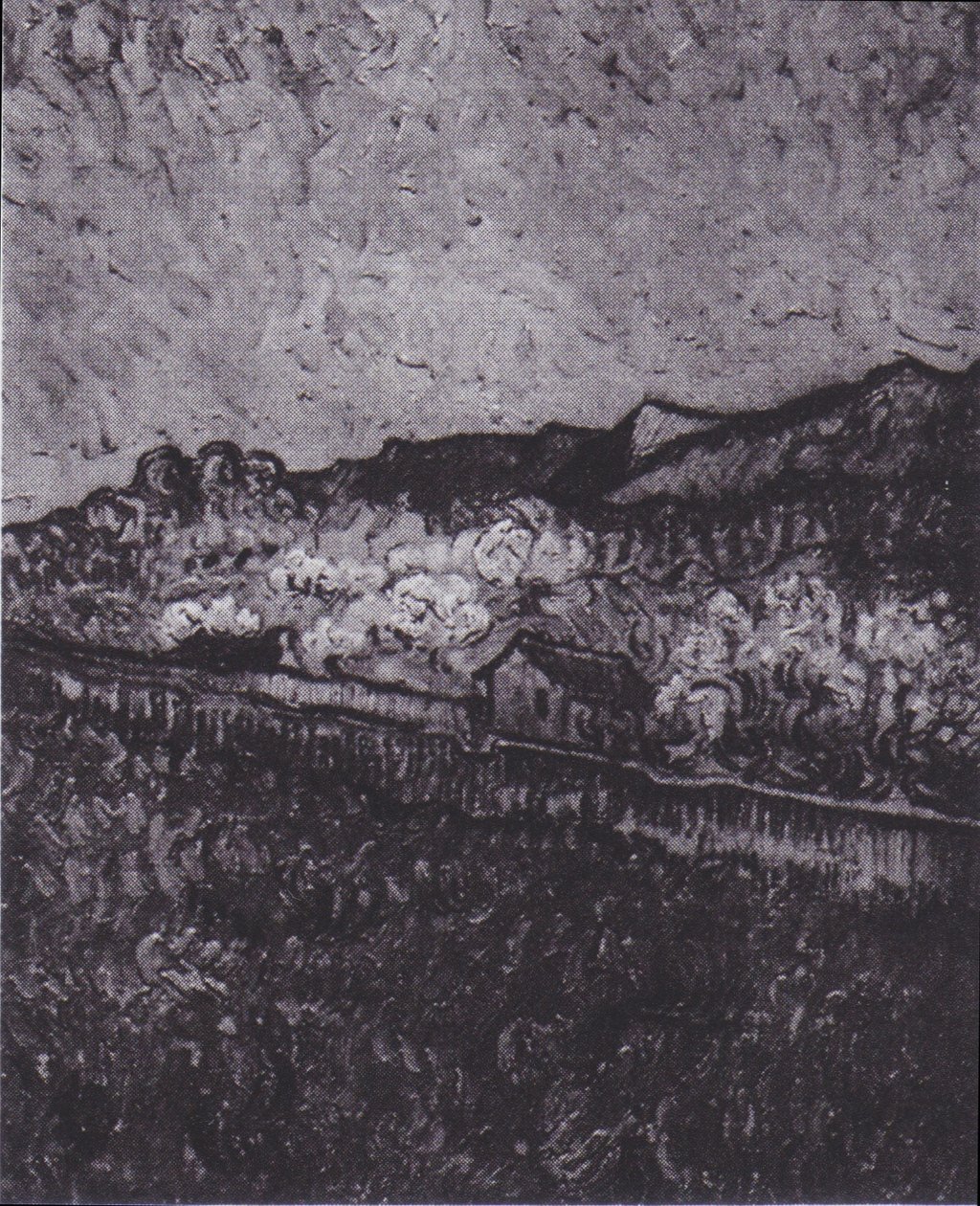 Zárt mező, kilátással a hegyi tájra alkotó: Vincent van Gogh
