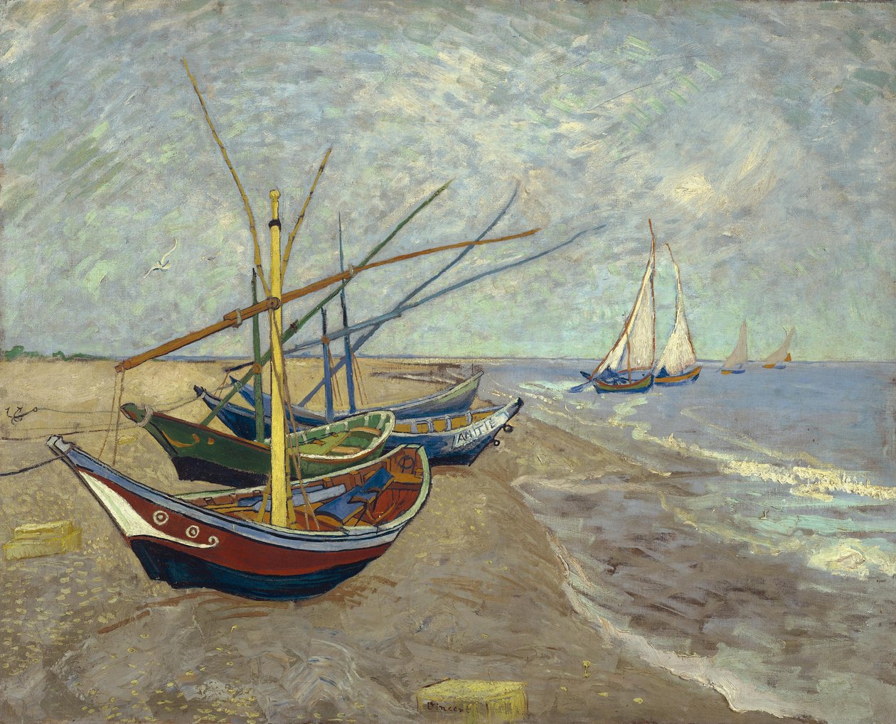 Halászhajók a Les Saintes-Maries-de-la-Mer strandon alkotó: Vincent van Gogh