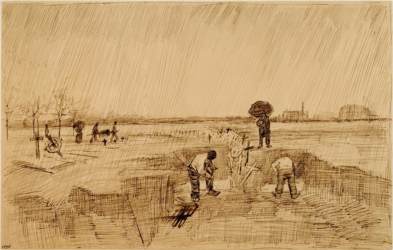 Temető az esőben alkotó: Vincent van Gogh