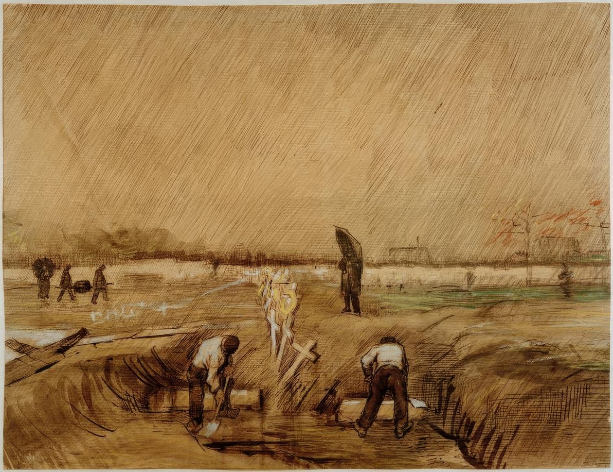Temető esőben alkotó: Vincent van Gogh