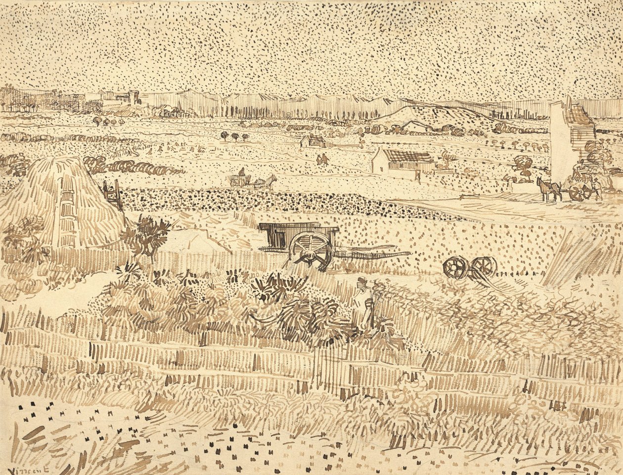 Szüret – La Crau síksága, 1888. alkotó: Vincent van Gogh