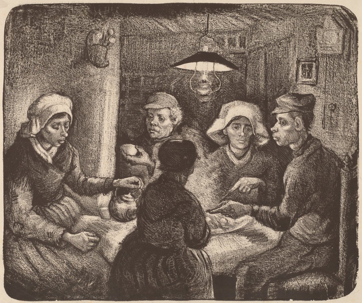 Burgonyaevők, 1885. alkotó: Vincent van Gogh