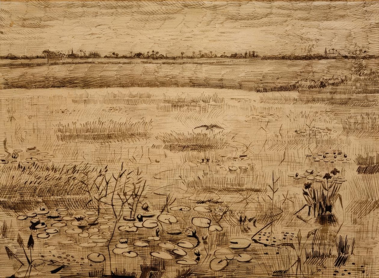 Mocsári táj tavirózsákkal alkotó: Vincent van Gogh