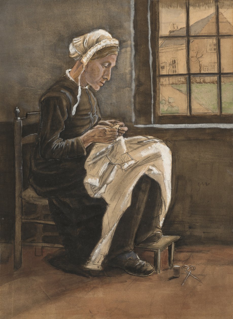 Nő varrás alkotó: Vincent van Gogh