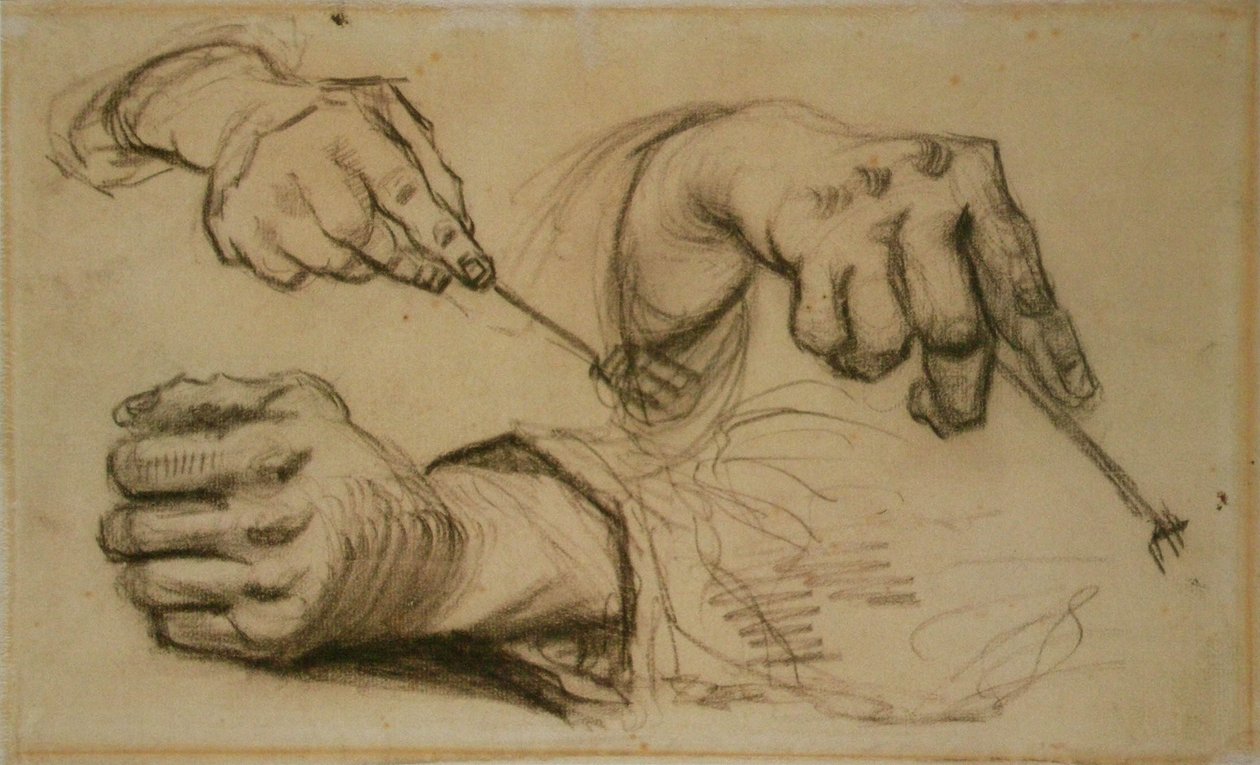 Tanulmány, három kéz, két tartóvilla F 1161r JH 746 alkotó: Vincent van Gogh