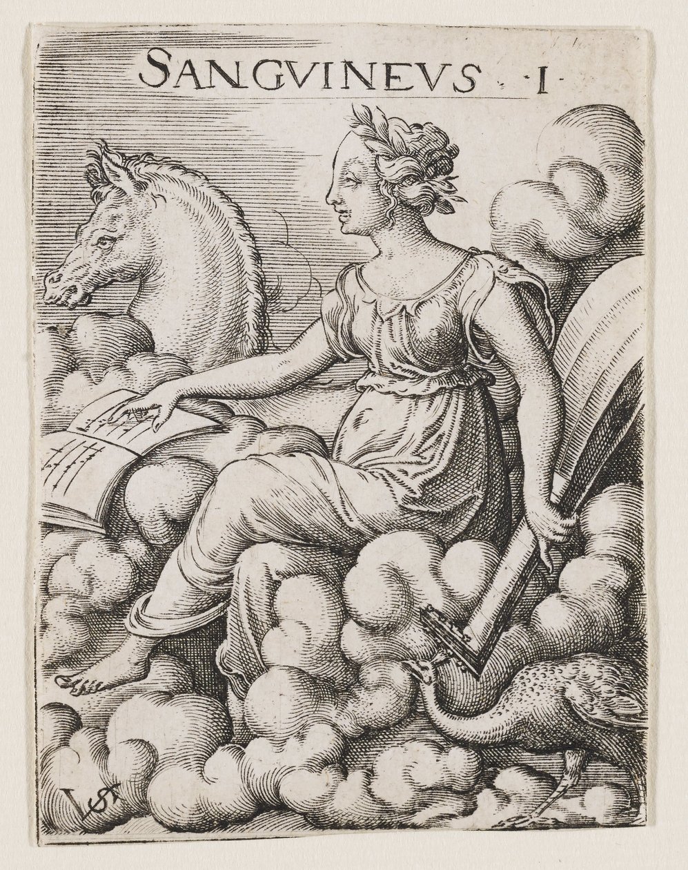 Szangvinikus temperamentum, 1530-62 körül (metszet) alkotó: Virgilius the elder Solis