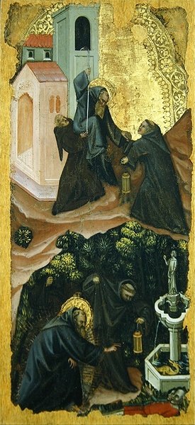 Jelenetek Szent Antal apát életéből (tempera a panelen) alkotó: Vitale da Bologna Vitale da Bologna