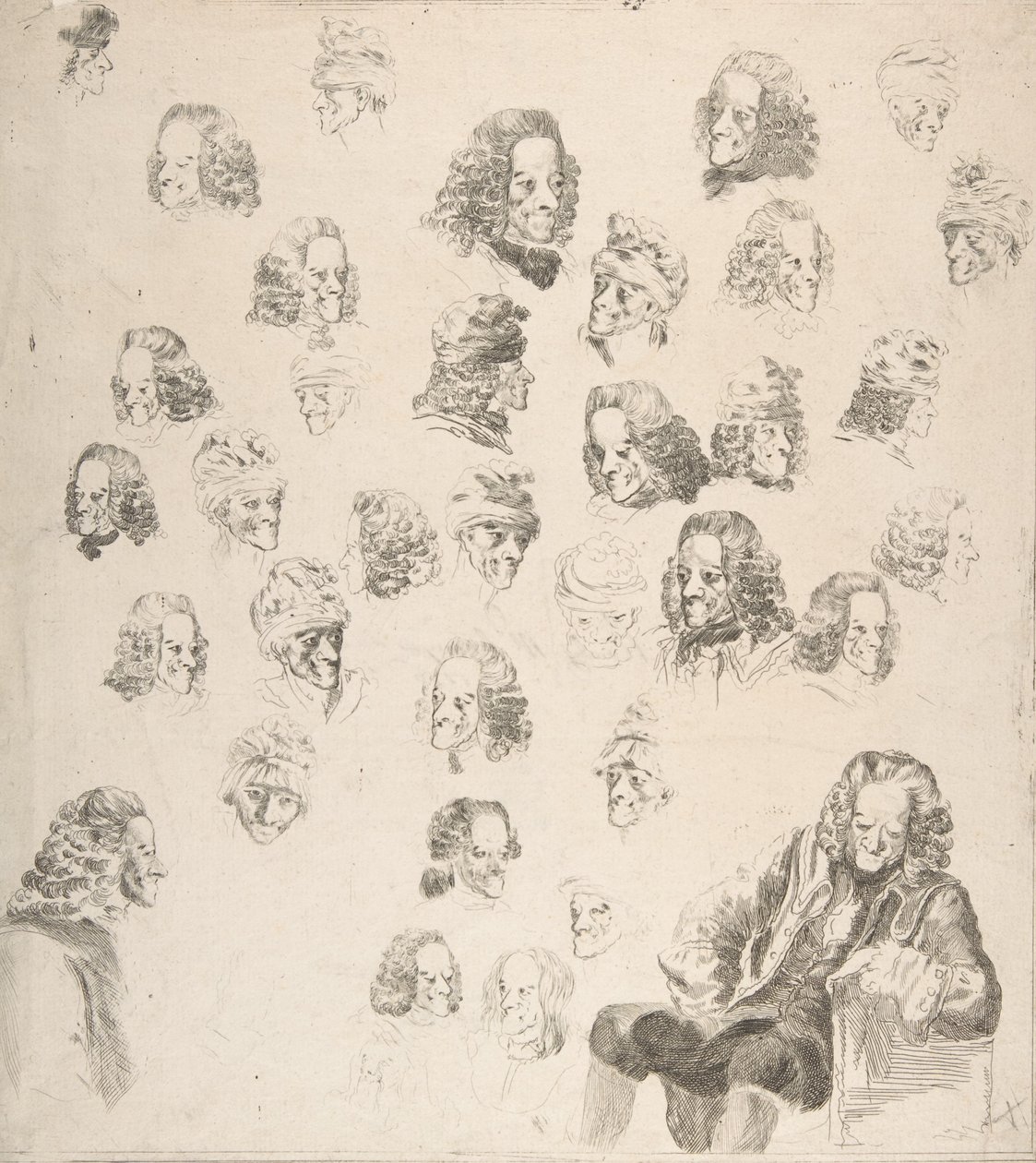 Vázlatok Voltaire-ről nyolcvanegy éves korában, 1775. alkotó: Vivant Denon