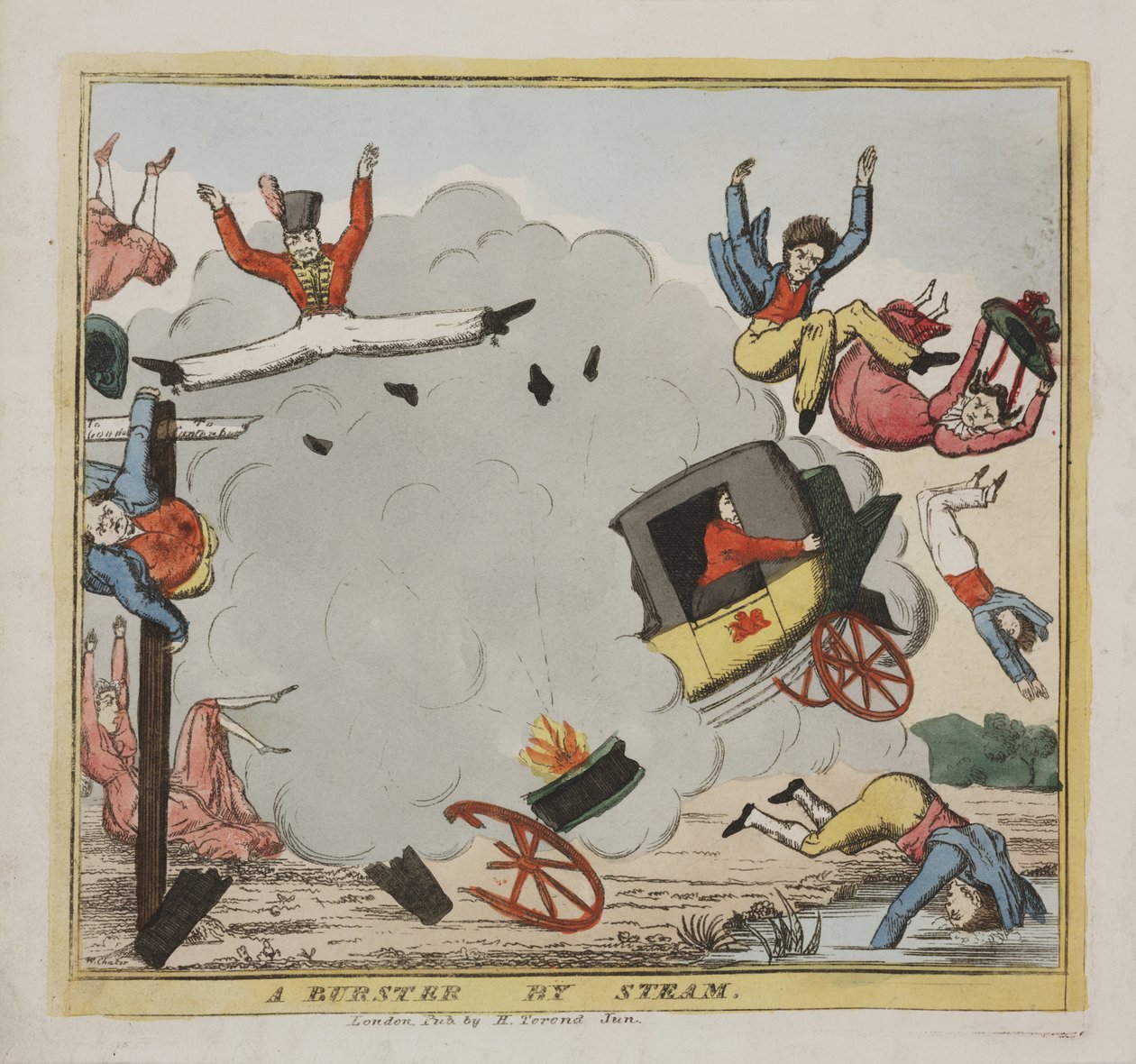 A Burster a Steamtől, 1835 körül (színes rézkarc) alkotó: W. Chater