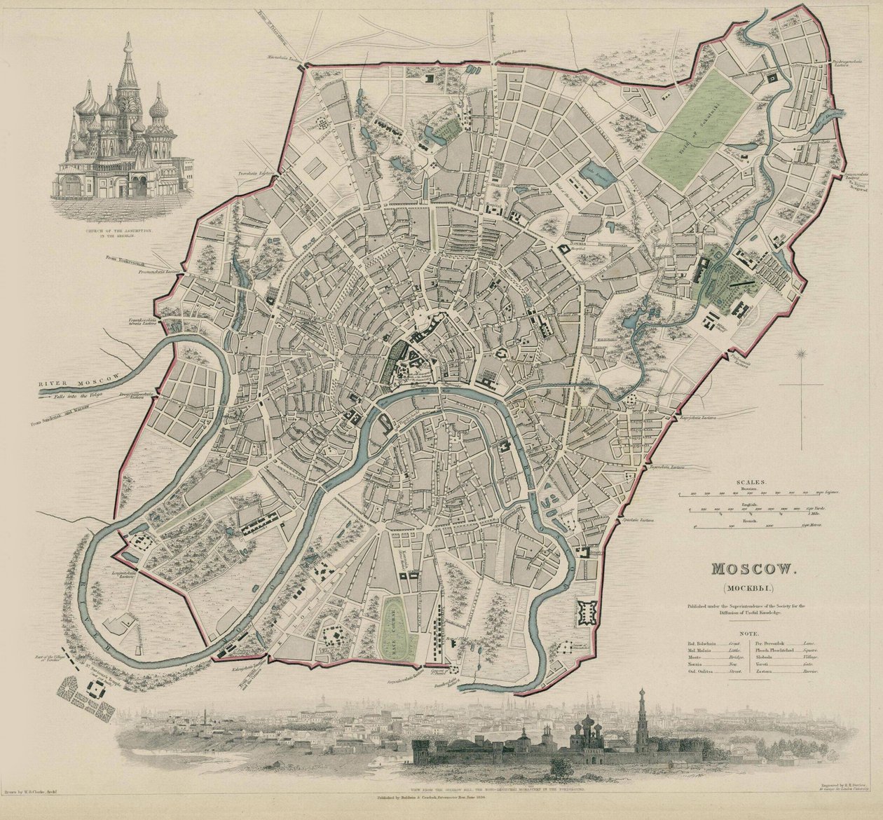 Moszkva térképe, 1836 alkotó: W.B. Clarke