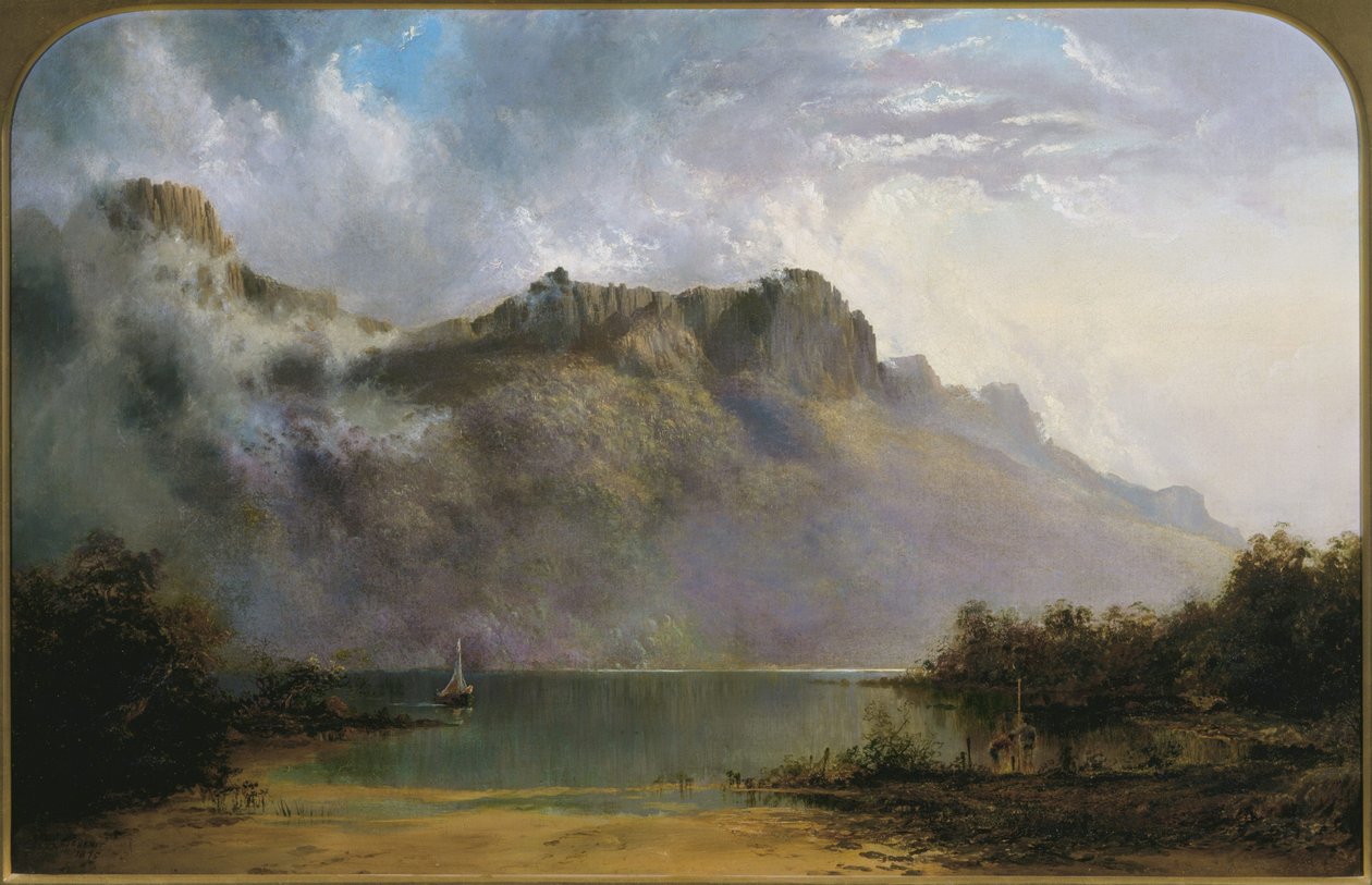 Mount Olympus, St Clair-tó, Tasmánia, a Derwent folyó forrása alkotó: W.C. Piguenit