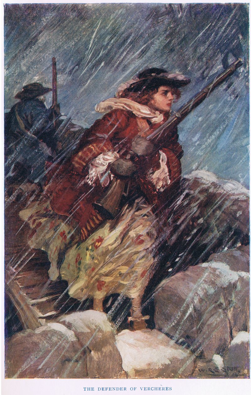 Vercheres védője, illusztráció a "The Romance of Canada"-ból. alkotó: W.R.S. Stott
