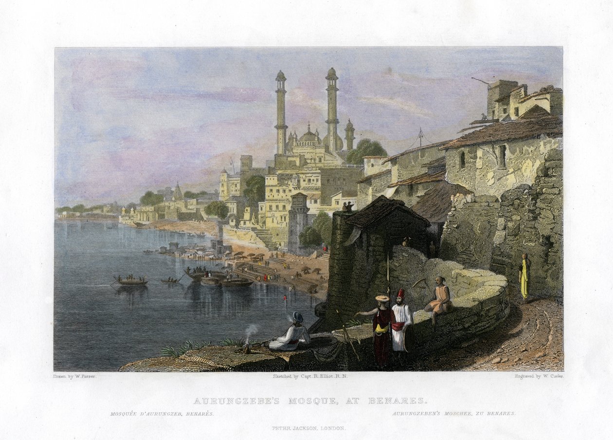 Aurangzeb mecset Benaresben, Indiában, 19. század alkotó: W Cook