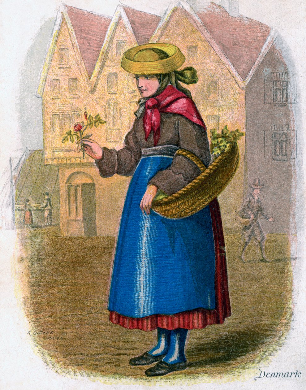 Virágot árusító dán nő, 1809. alkotó: W. Dickes