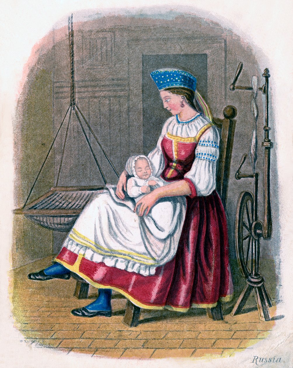 Orosz nő babával, 1809. alkotó: W. Dickes