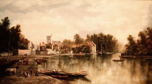 Kilátás Twickenhamre, a pár egyikére alkotó: W. Howard