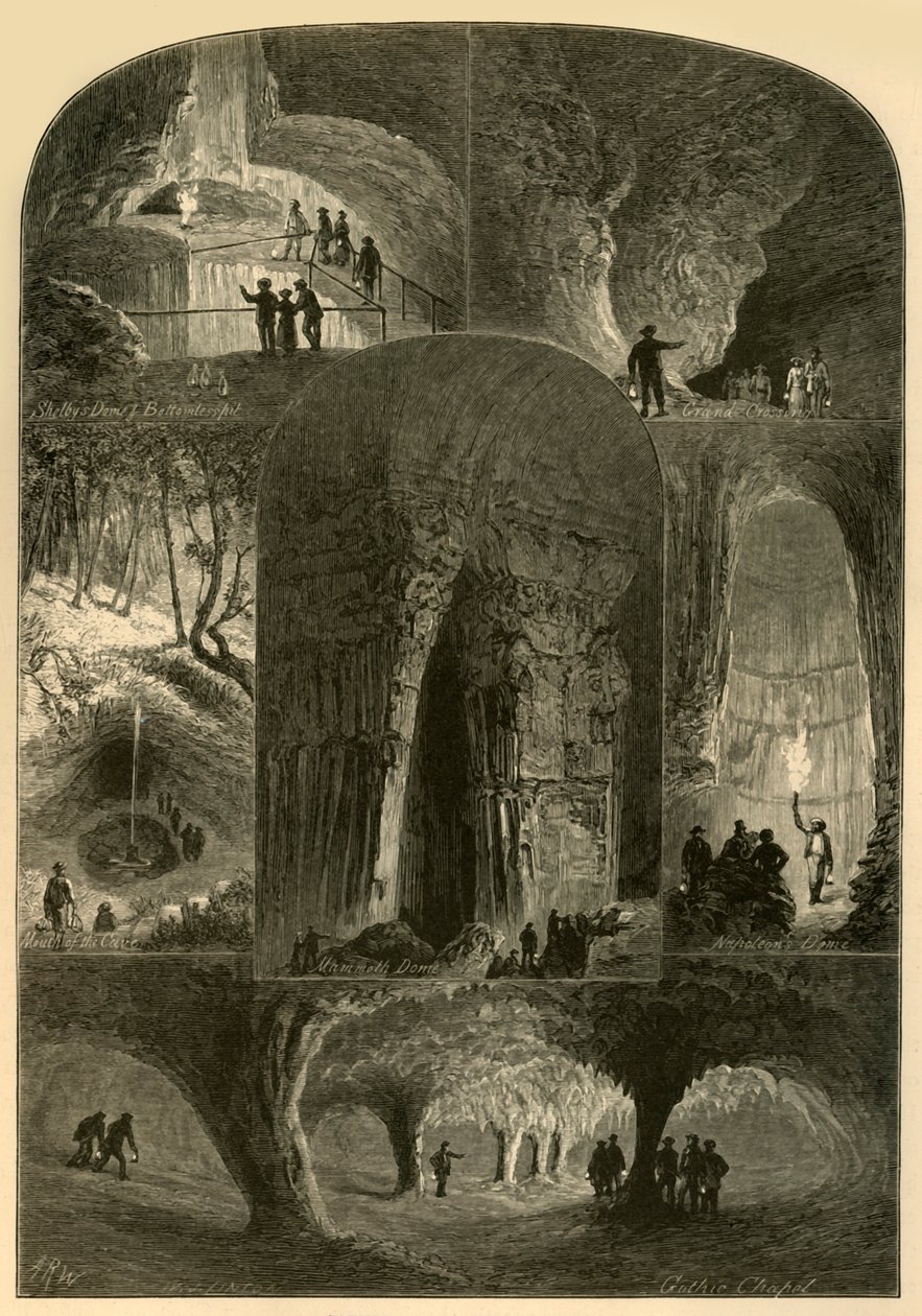 „Scenes in Mammoth Cave”, 1874. alkotó: W. J. Linton