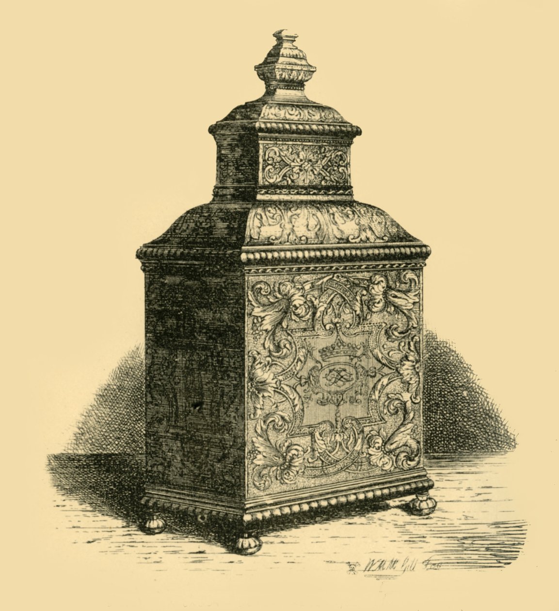 Ezüst tea caddy, 1716, 1881. alkotó: W. M. McGill