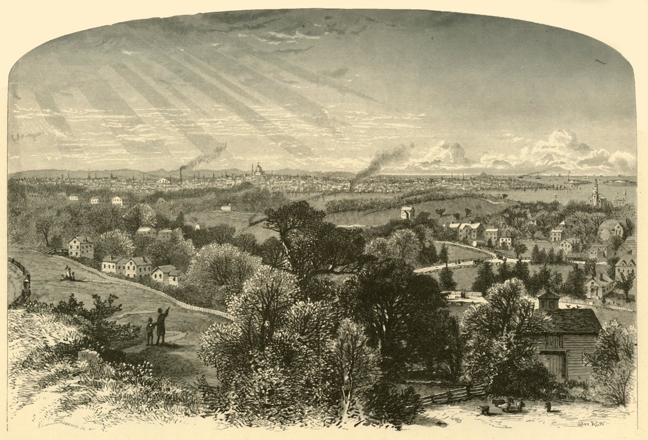 "Boston, a Mount Bowdoinból", 1874. alkotó: W. Roberts