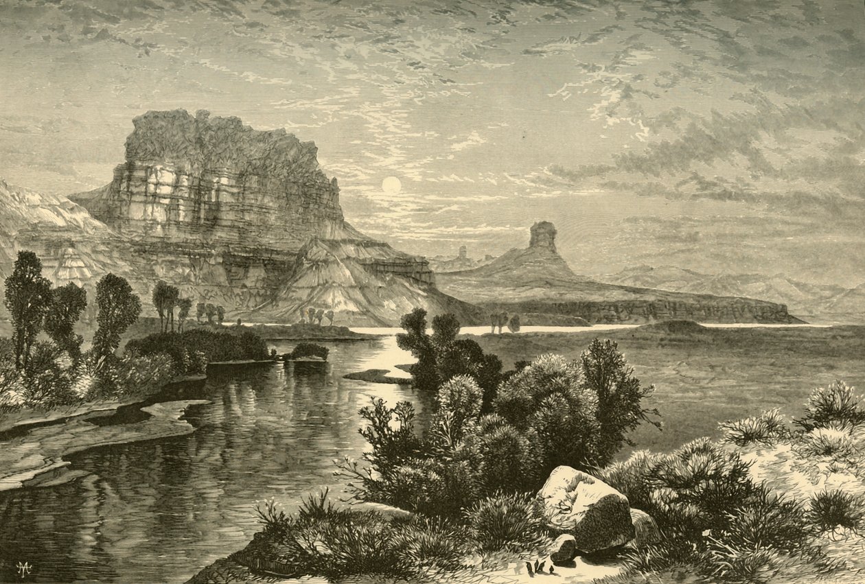 "Cliffs of Green River", 1874. alkotó: W. Roberts